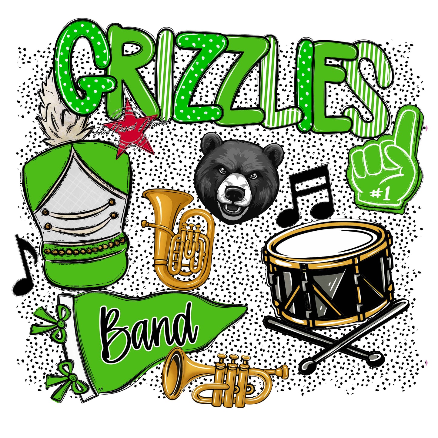Grizzlies Band Spirit-Bright Green