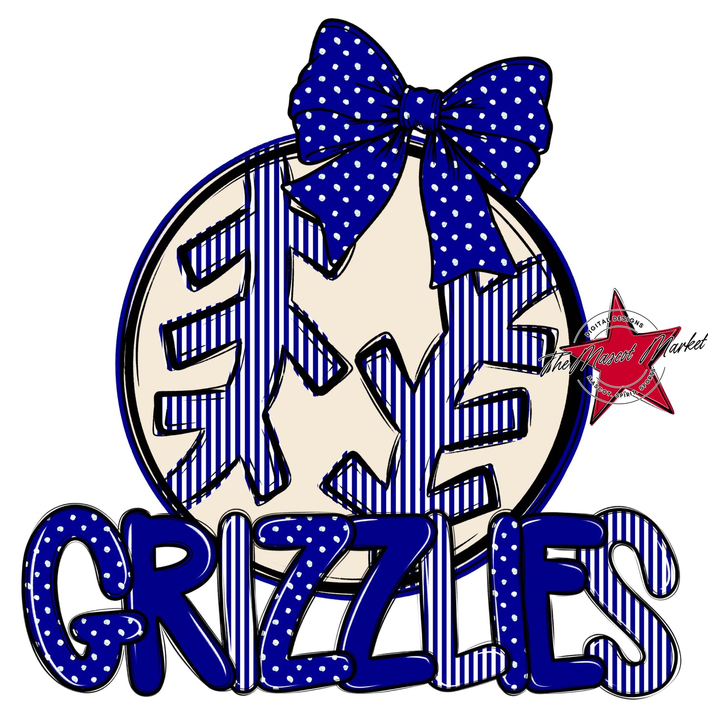 Grizzlies Baseball-Softball Spirit Design-Blue