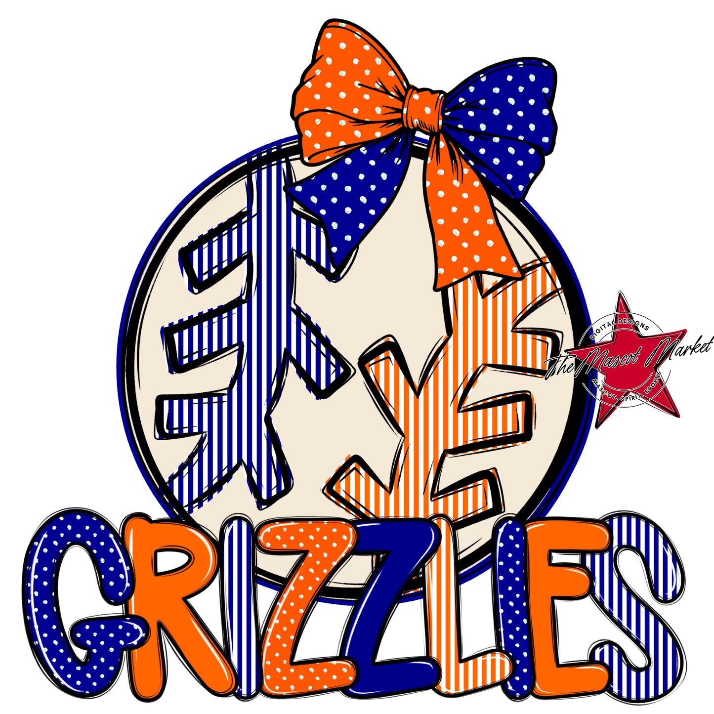 Grizzlies Baseball-Softball Spirit Design-Blue & Orange