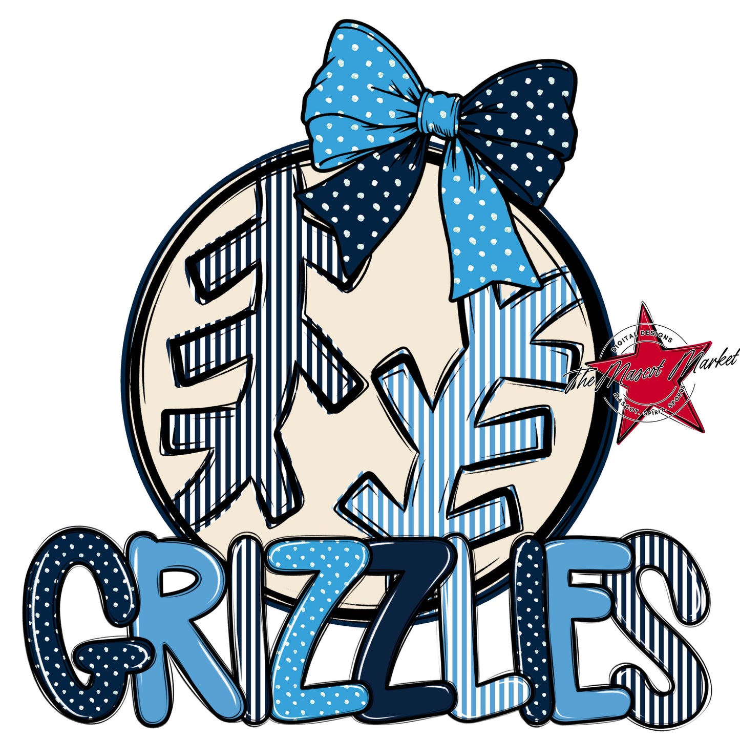 Grizzlies Baseball-Softball Spirit Design-Navy & Carolina Blue