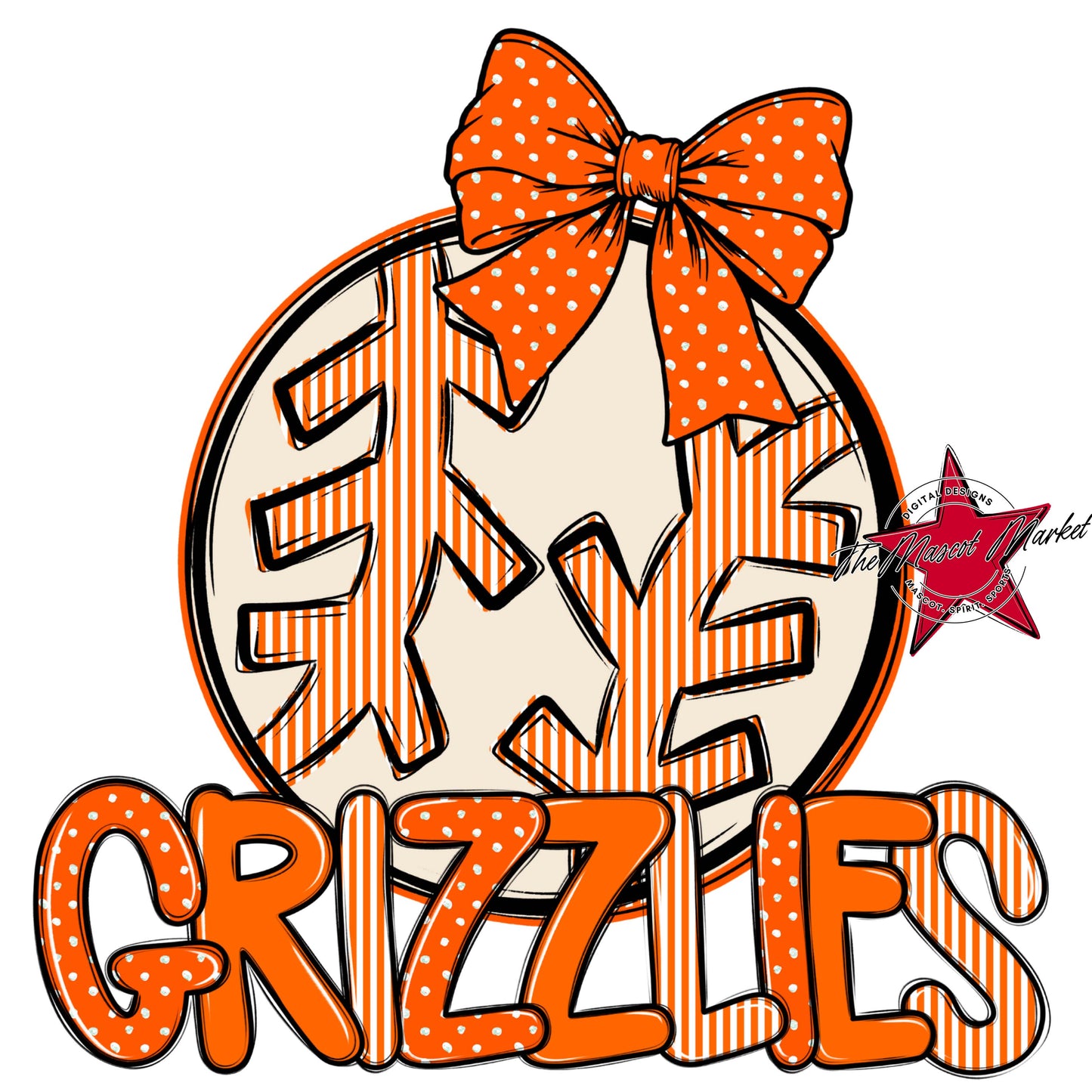 Grizzlies Baseball-Softball Spirit Design-Orange