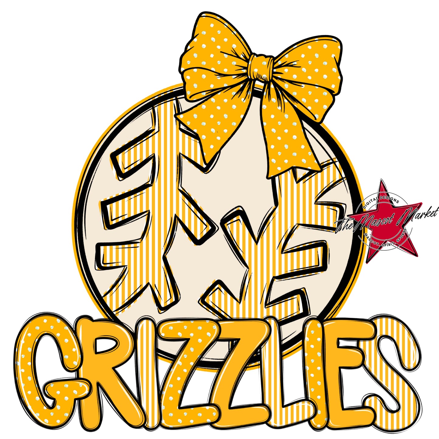 Grizzlies Baseball-Softball Spirit Design-Yellow