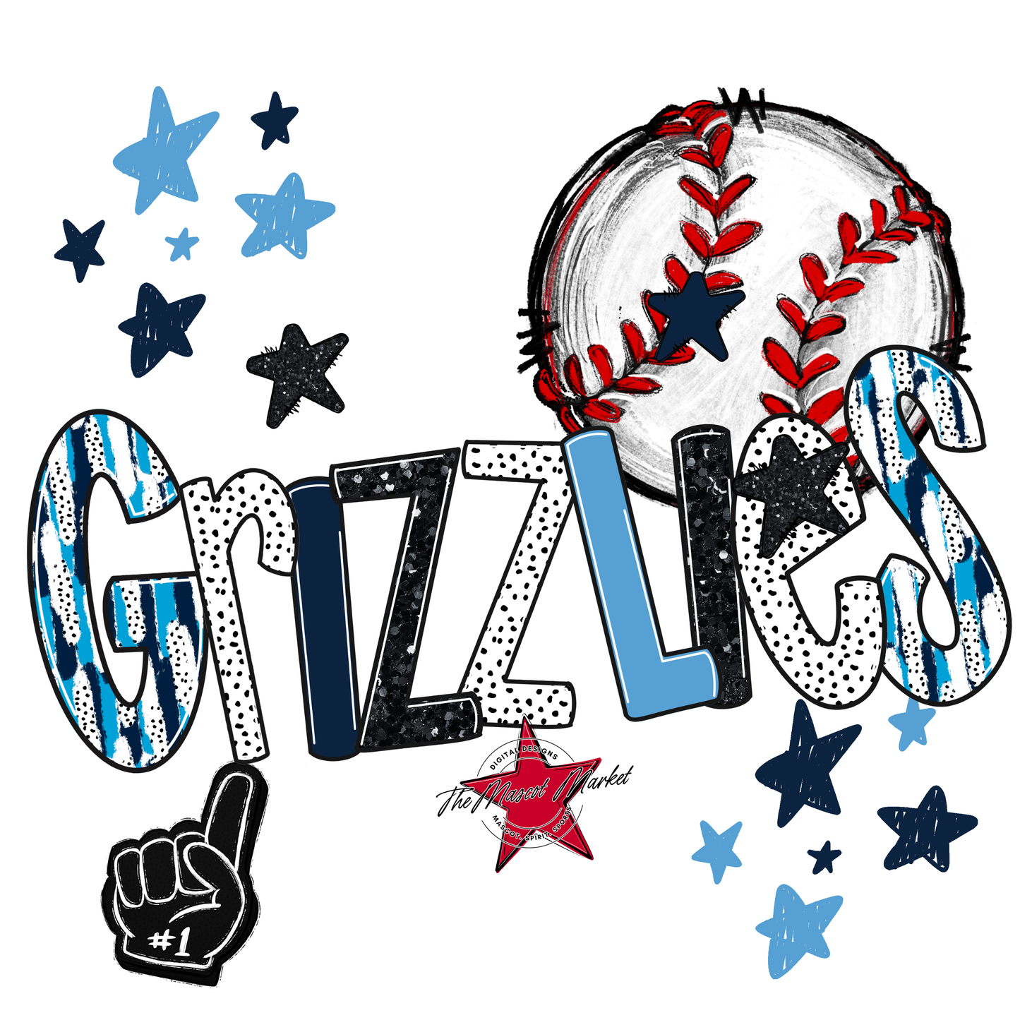 Grizzlies Baseball Scrape-Navy-Carolina Blue