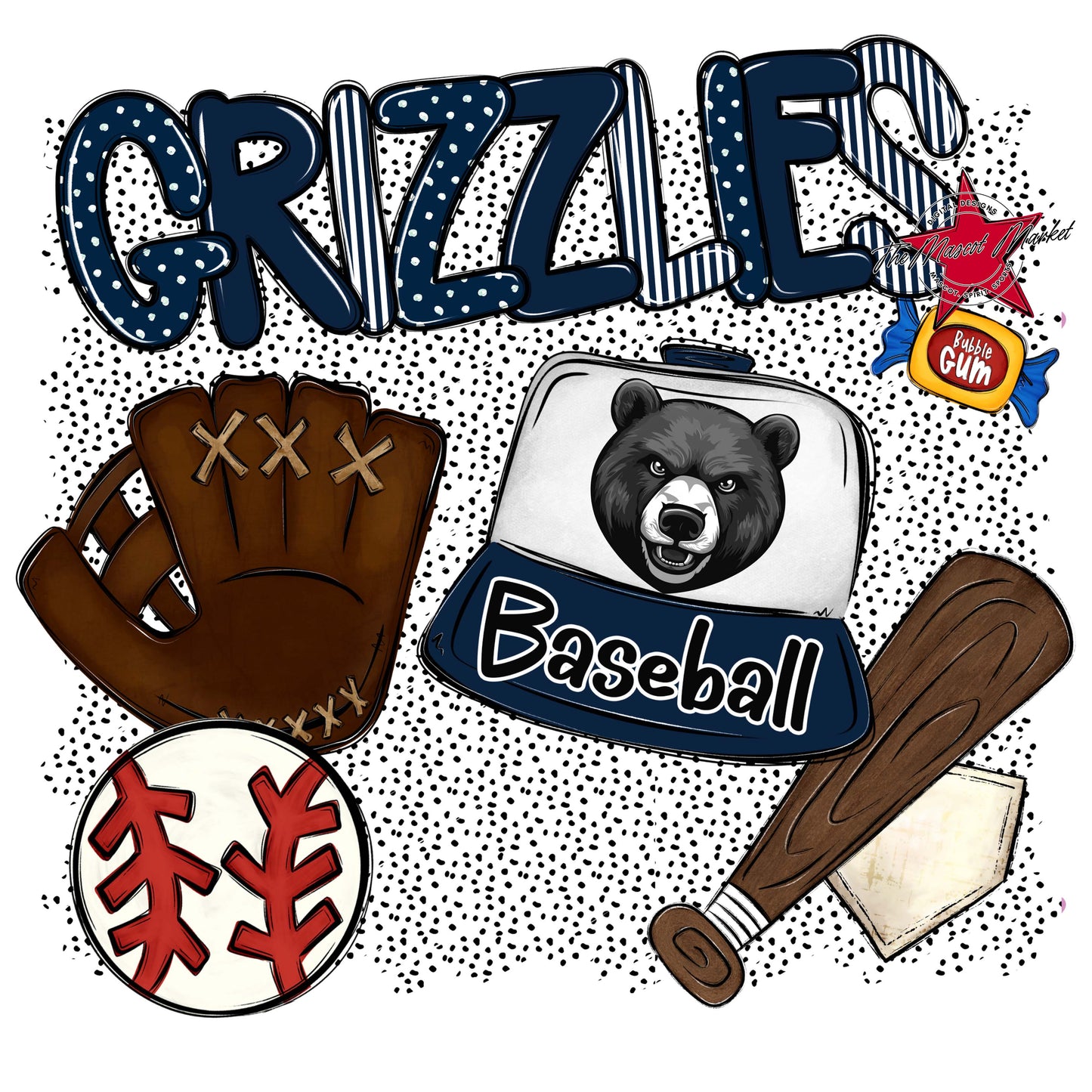 Grizzlies Baseball Spirit-Navy