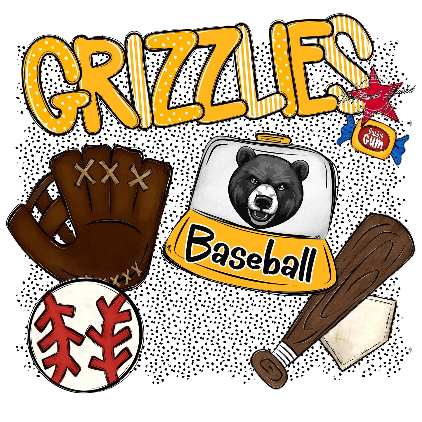 Grizzlies Baseball Spirit-Yellow