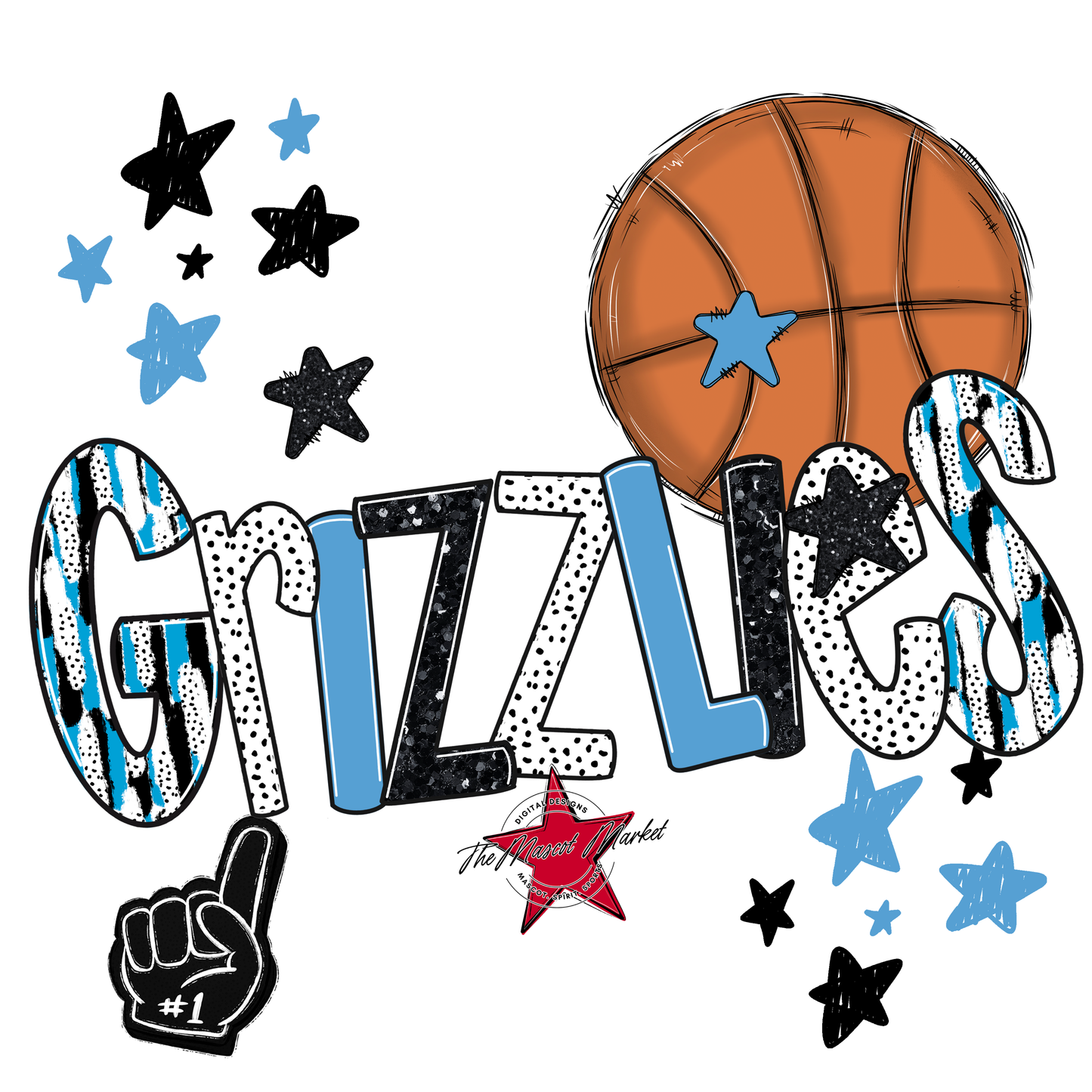 Grizzlies Basketball Scrape-Carolina Blue