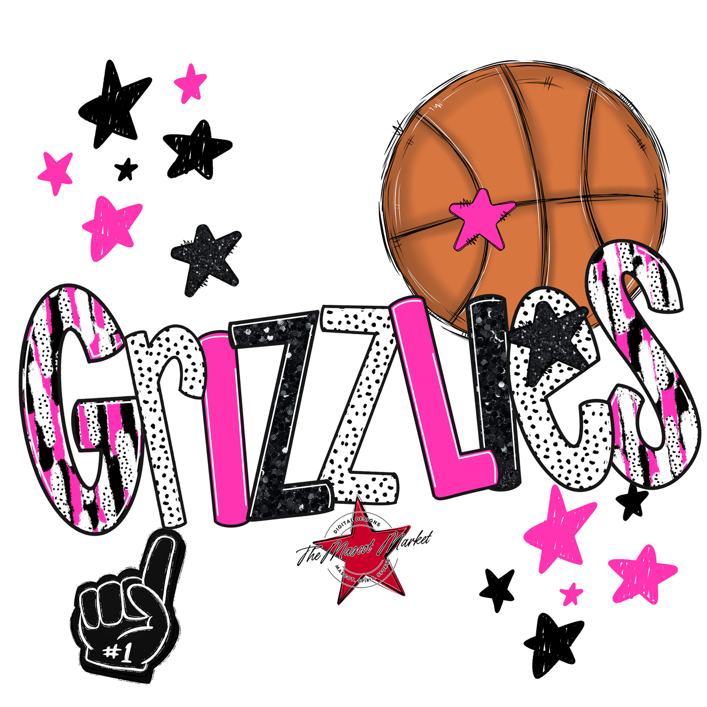 Grizzlies Basketball Scrape-Pink