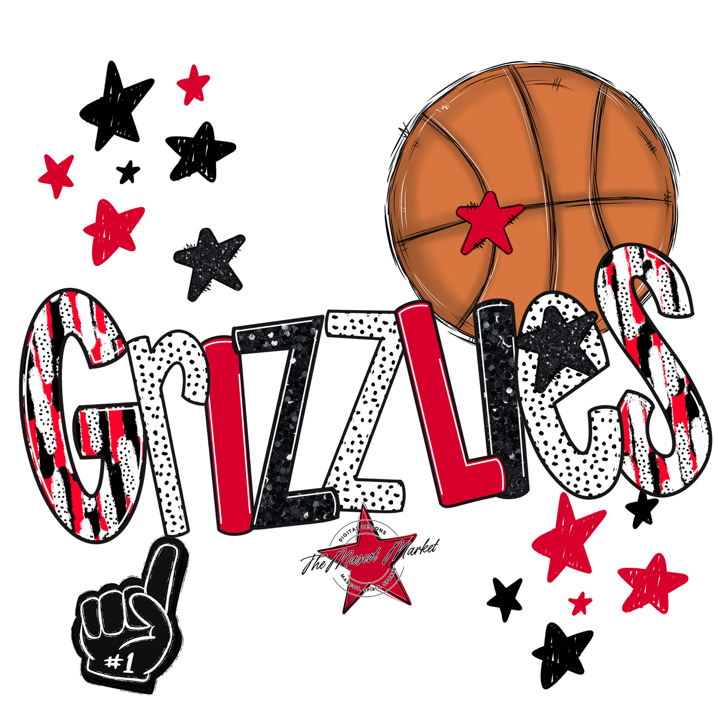Grizzlies Basketball Scrape-Red
