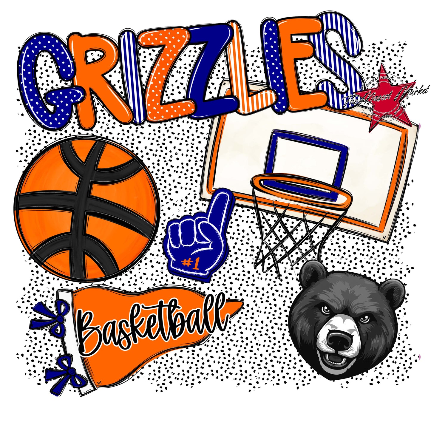 Grizzlies Basketball Spirit-Blue & Orange