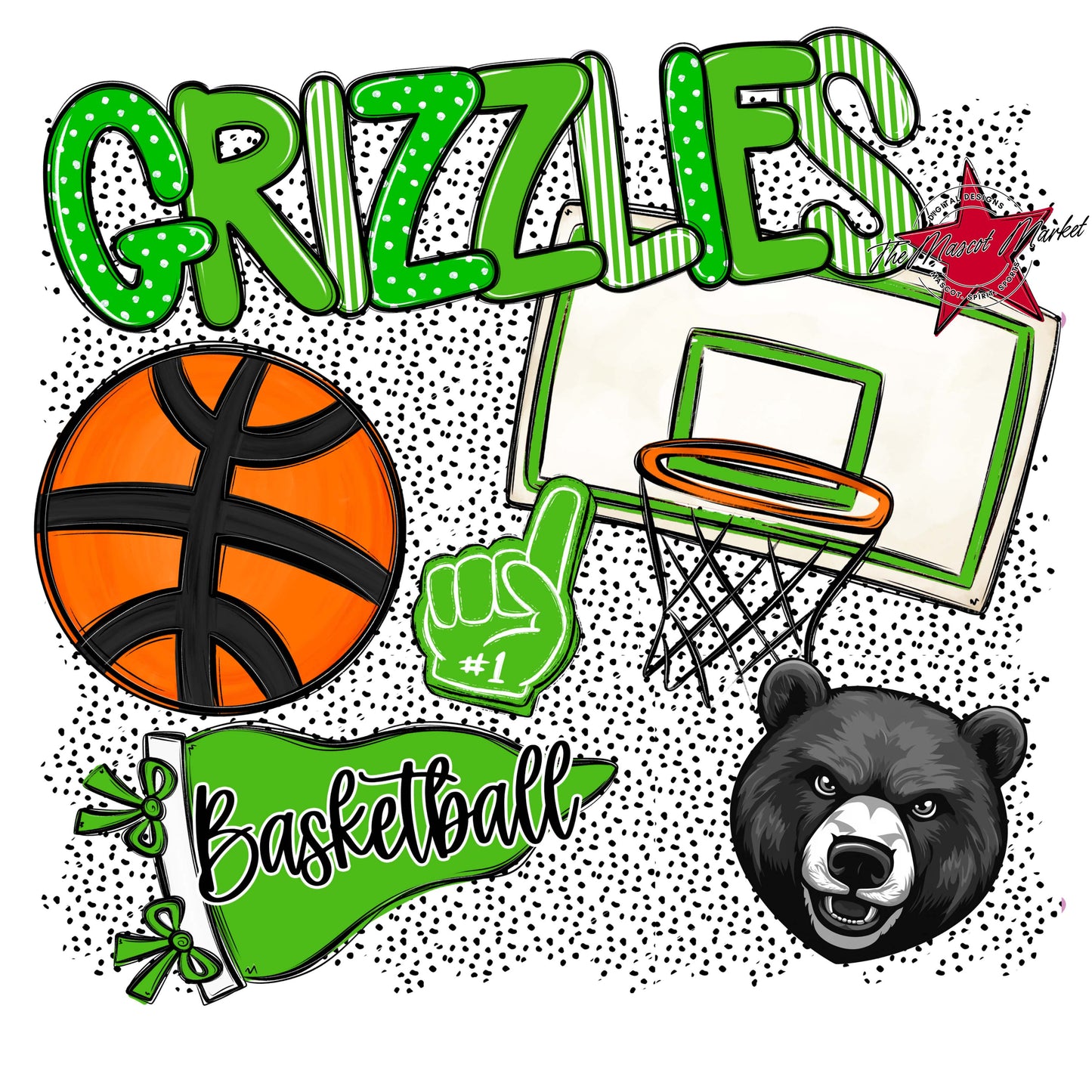 Grizzlies Basketball Spirit-Bright Green