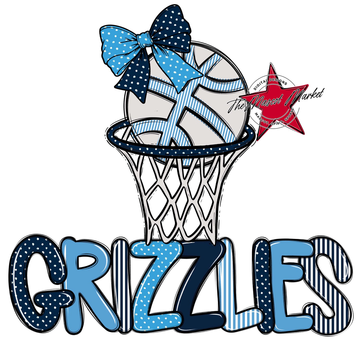 Grizzlies Basketball Spirit Design-Navy & Carolina Blue