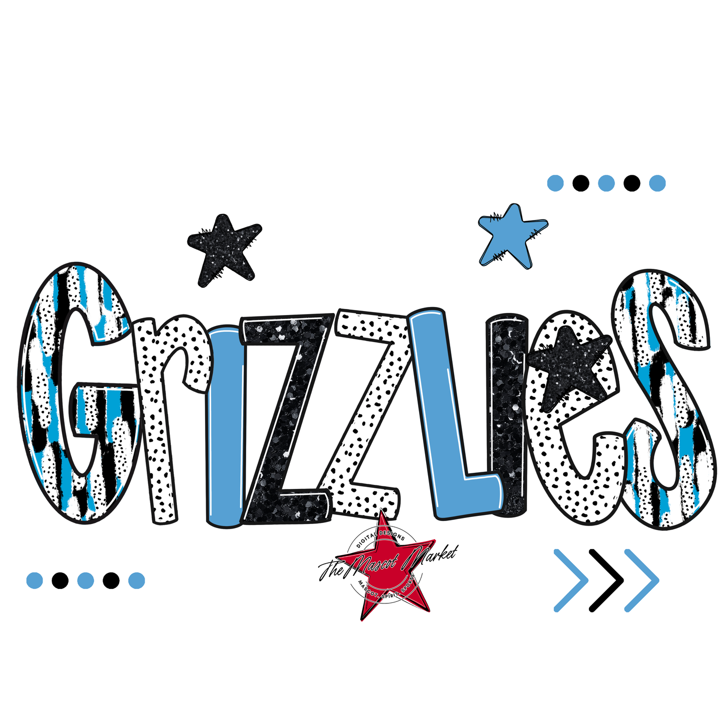 Grizzlies Brushstroke Alpha w Arrows-Carolina Blue