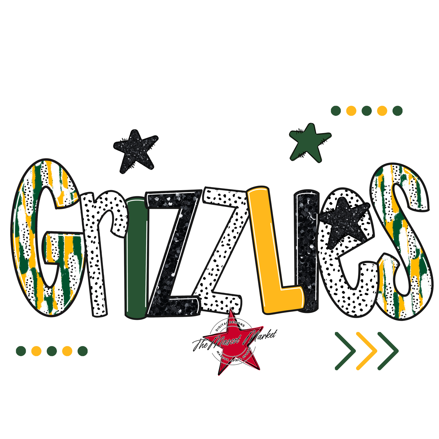 Grizzlies Brushstroke Alpha w Arrows-Green-Yellow