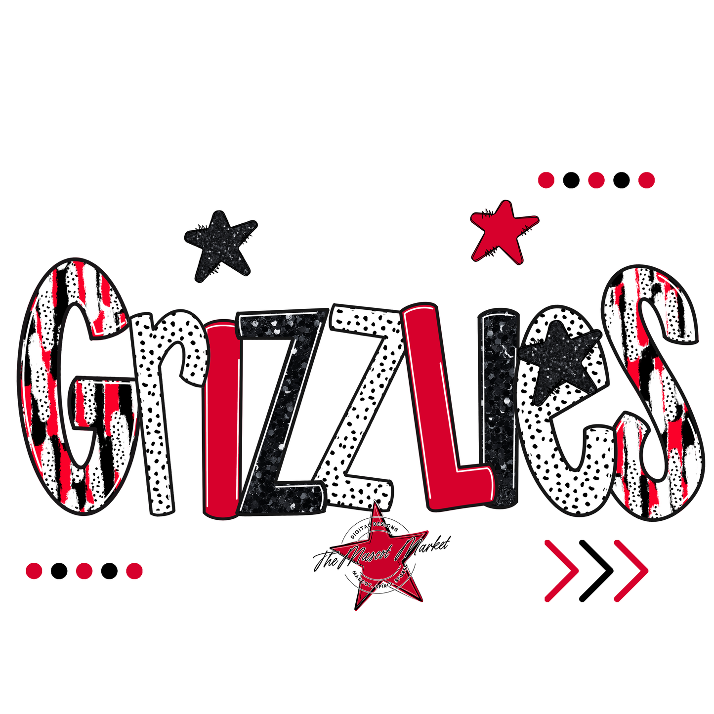 Grizzlies Brushstroke Alpha w Arrows-Red