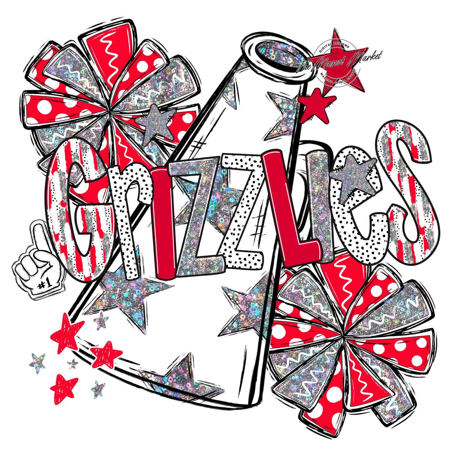 Grizzlies Cheer Megaphone Scrape-Red
