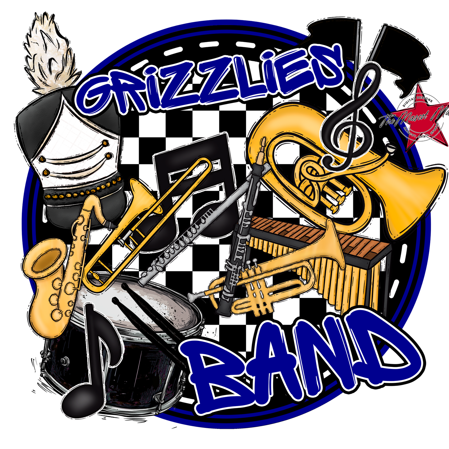 Grizzlies Circle Band Design-Blue