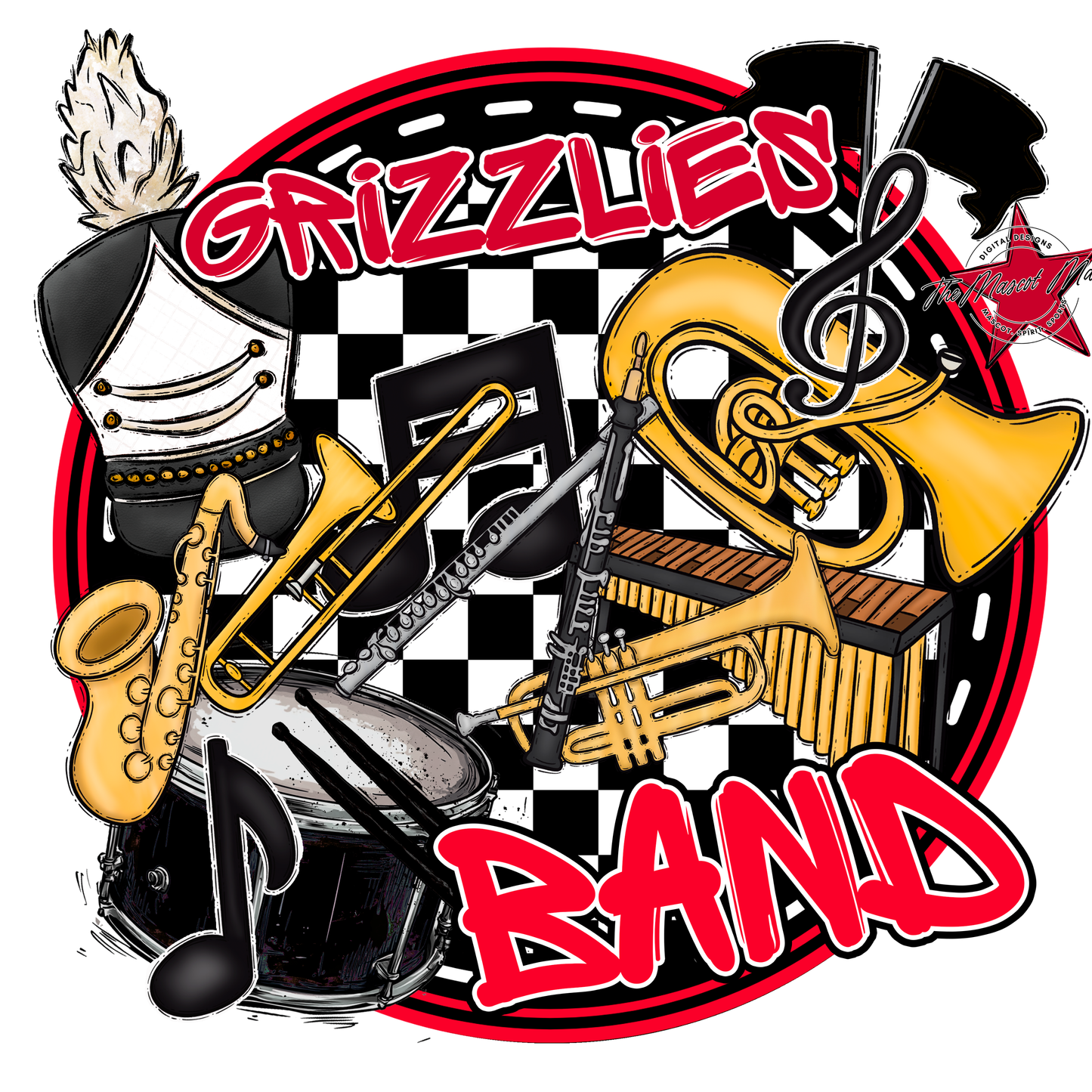 Grizzlies Circle Band Design-Red