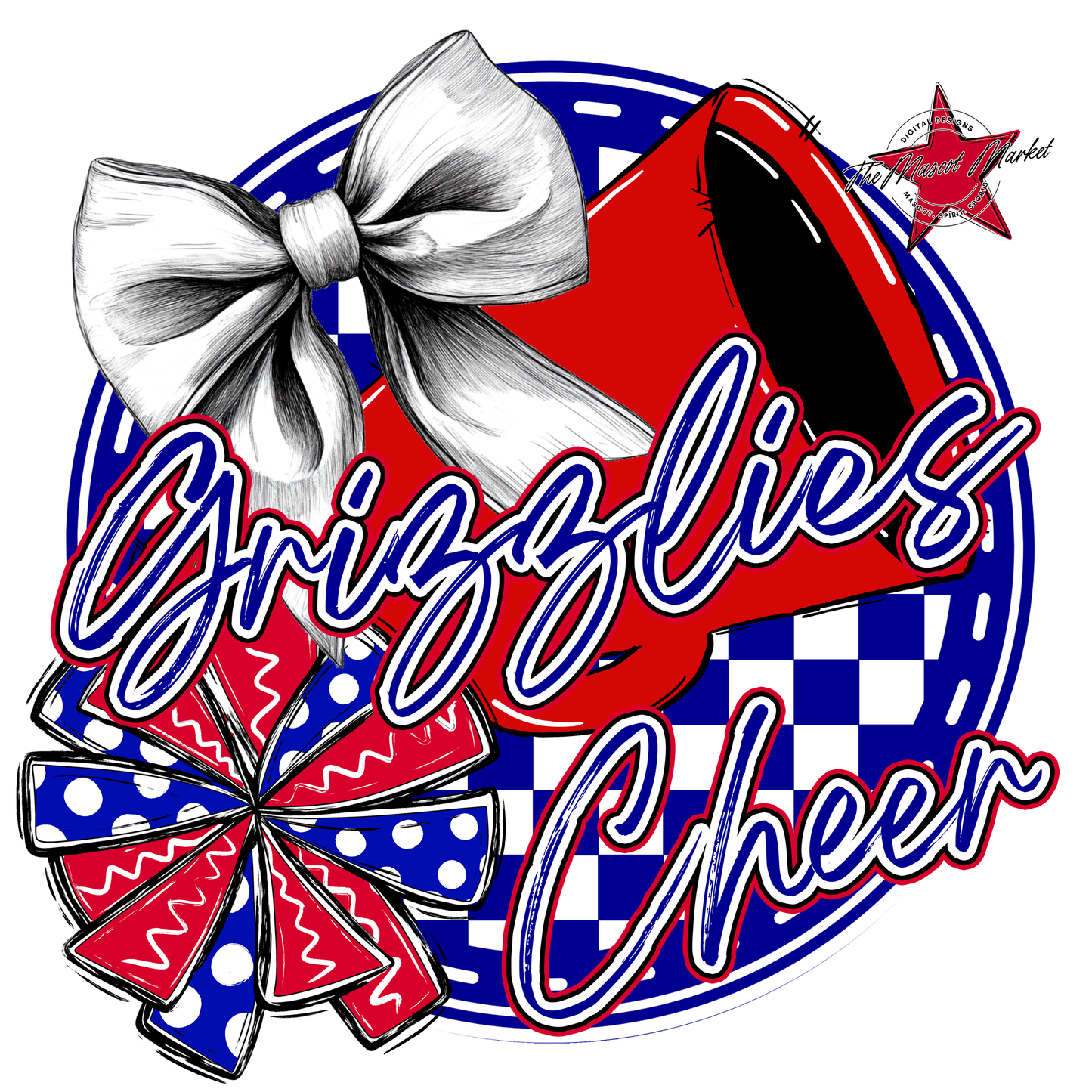 Grizzlies Circle Cheer Design-Blue-Red
