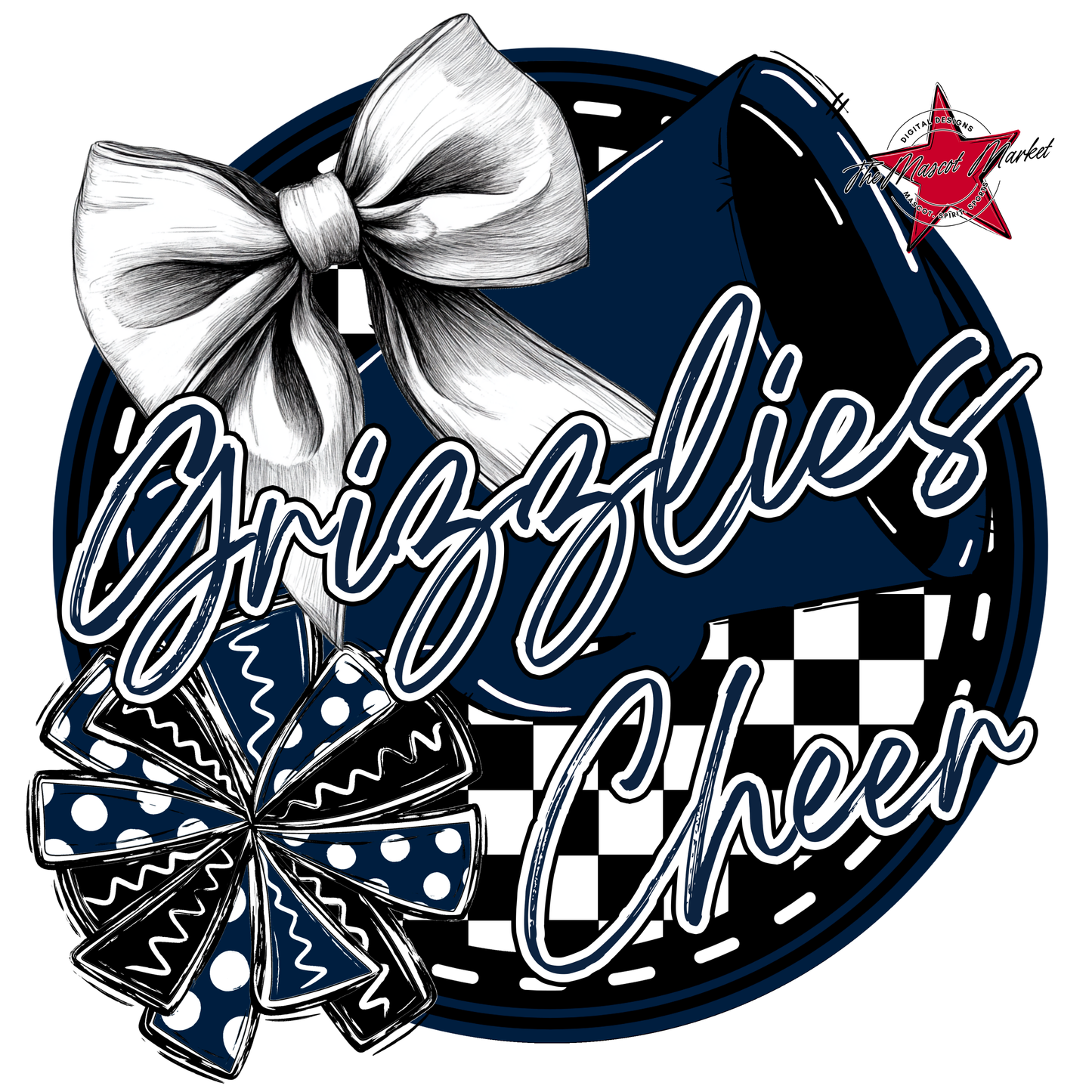 Grizzlies Circle Cheer Design-Navy