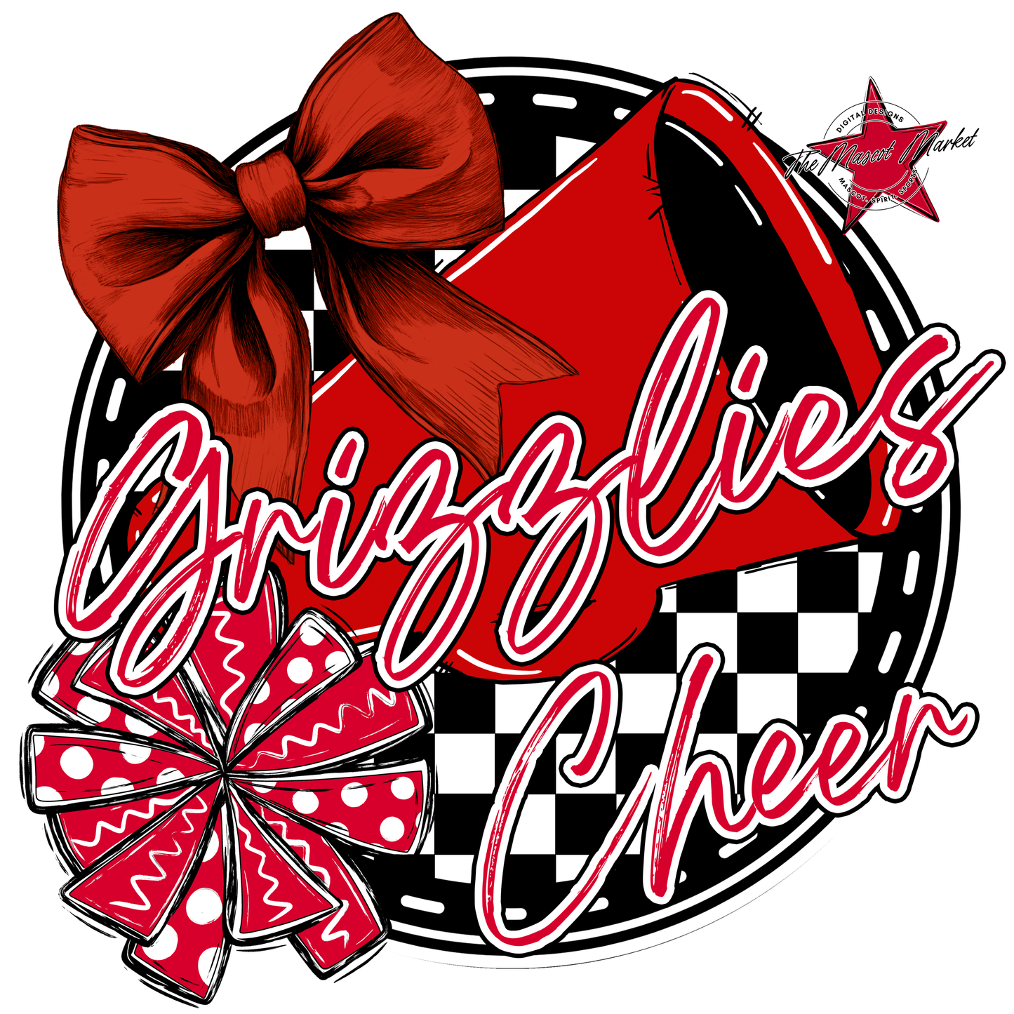 Grizzlies Circle Cheer Design-Red