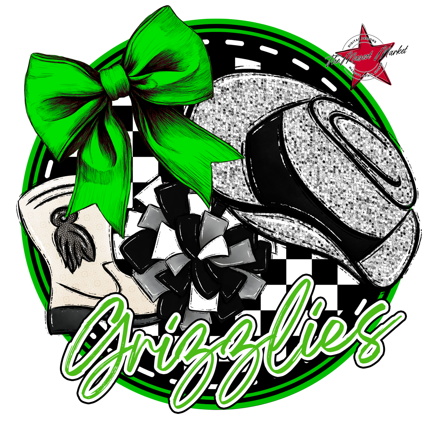 Grizzlies Circle Drillteam Design-Bright Green
