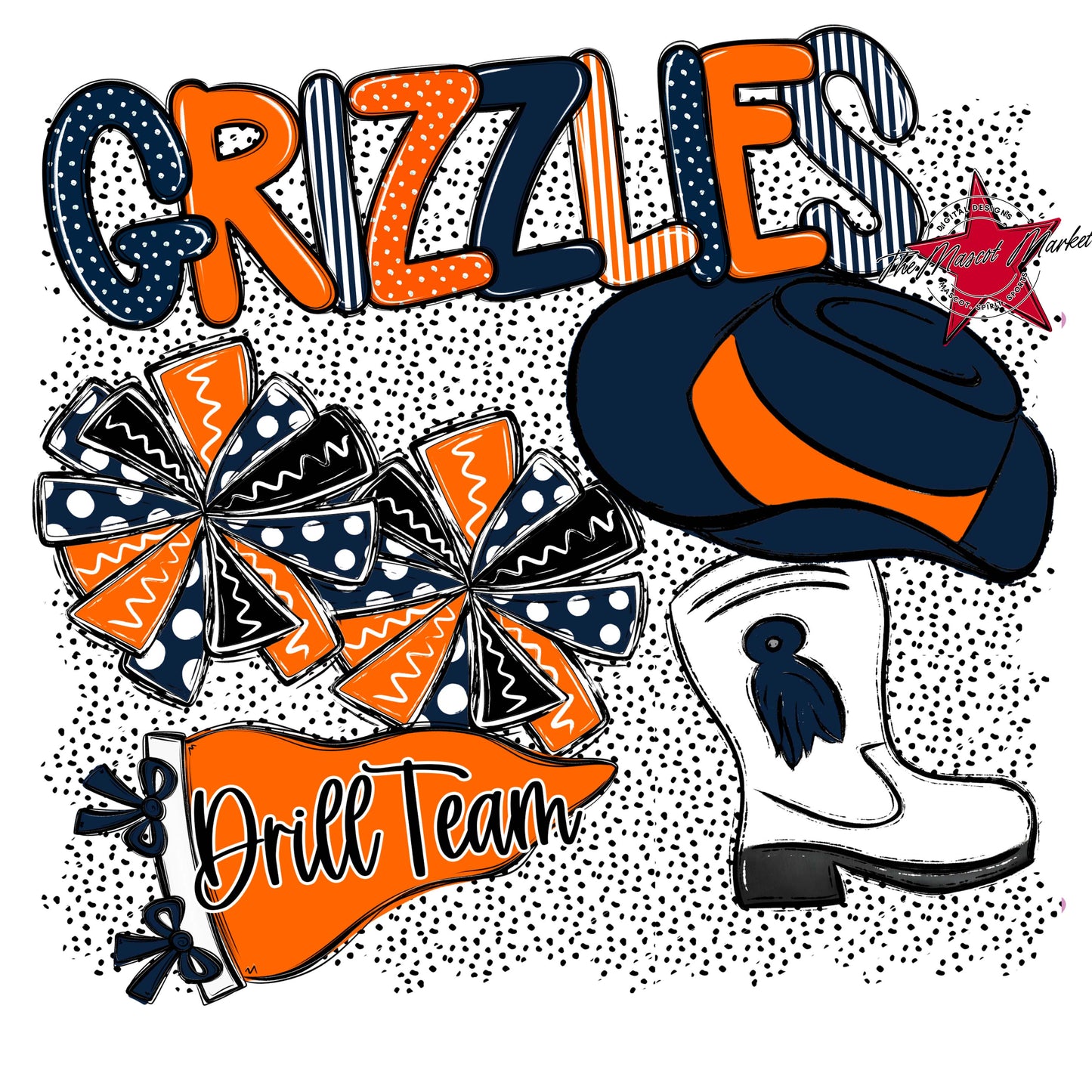 Grizzlies Drillteam Spirit-Navy & Orange