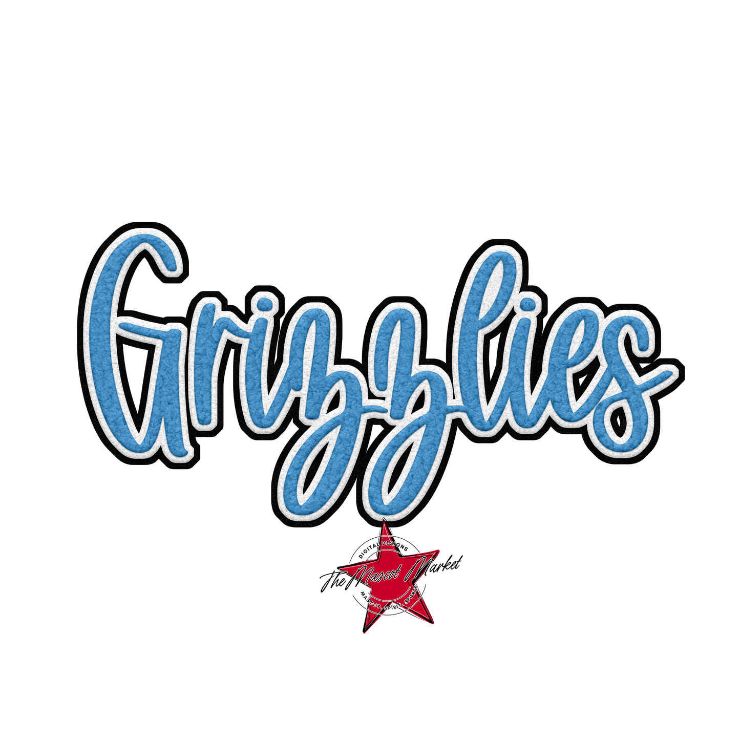 Grizzlies Faux Chenille Patch-Carolina Blue