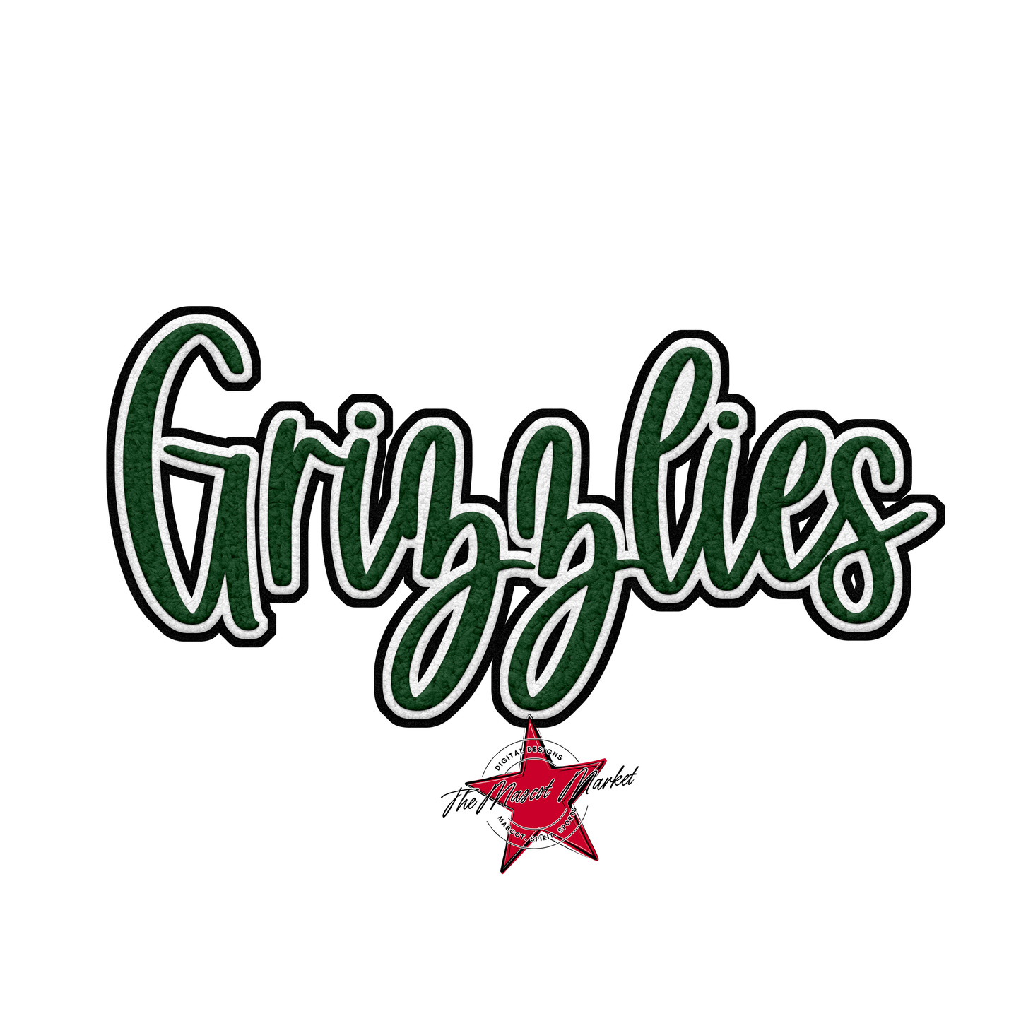 Grizzlies Faux Chenille Patch-Green