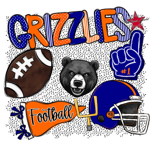 Grizzlies Football Spirit-Blue & Orange