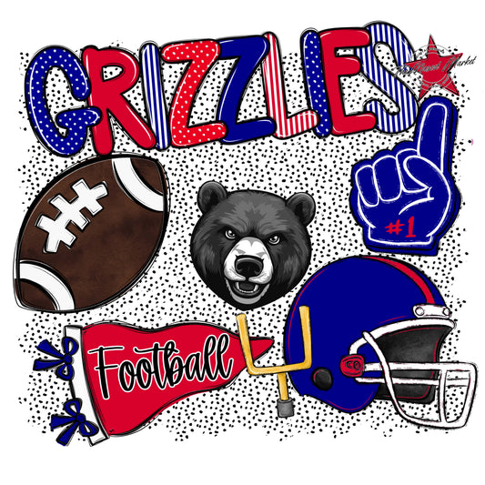 Grizzlies Football Spirit-Blue & Red