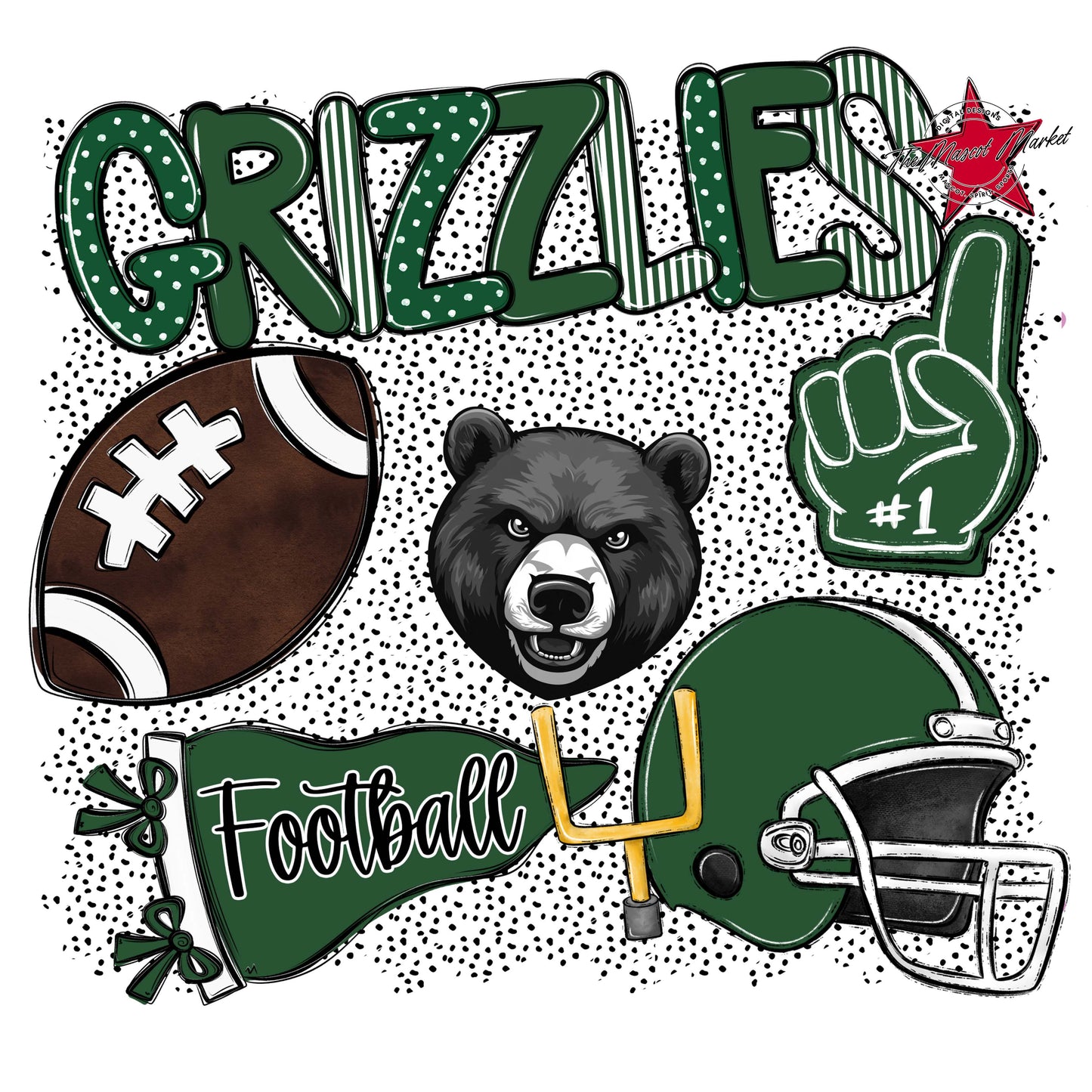 Grizzlies Football Spirit-Green