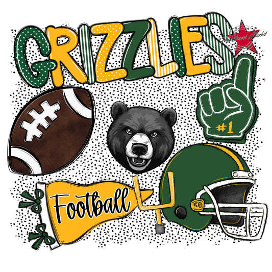 Grizzlies Football Spirit-Green & Yellow