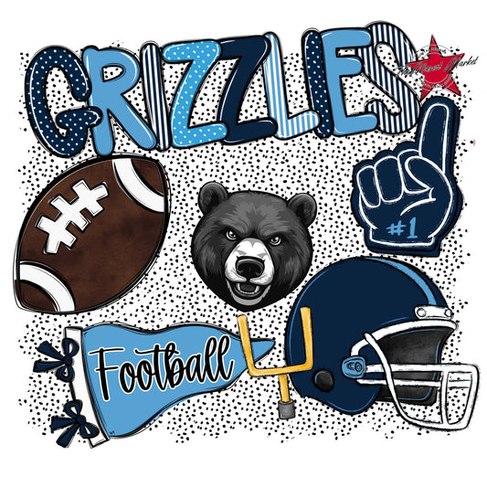 Grizzlies Football Spirit-Navy & Carolina Blue