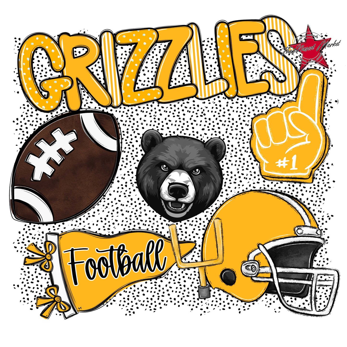 Grizzlies Football Spirit-Yellow