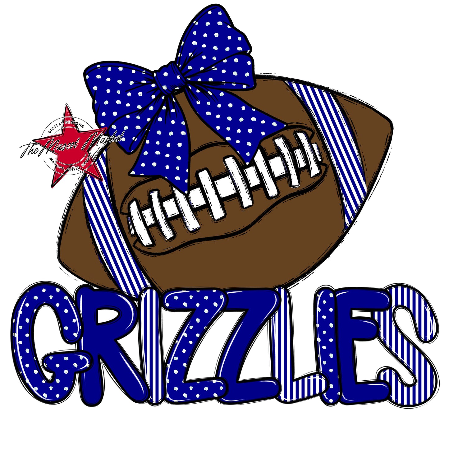 Grizzlies Football Spirit Design-Blue