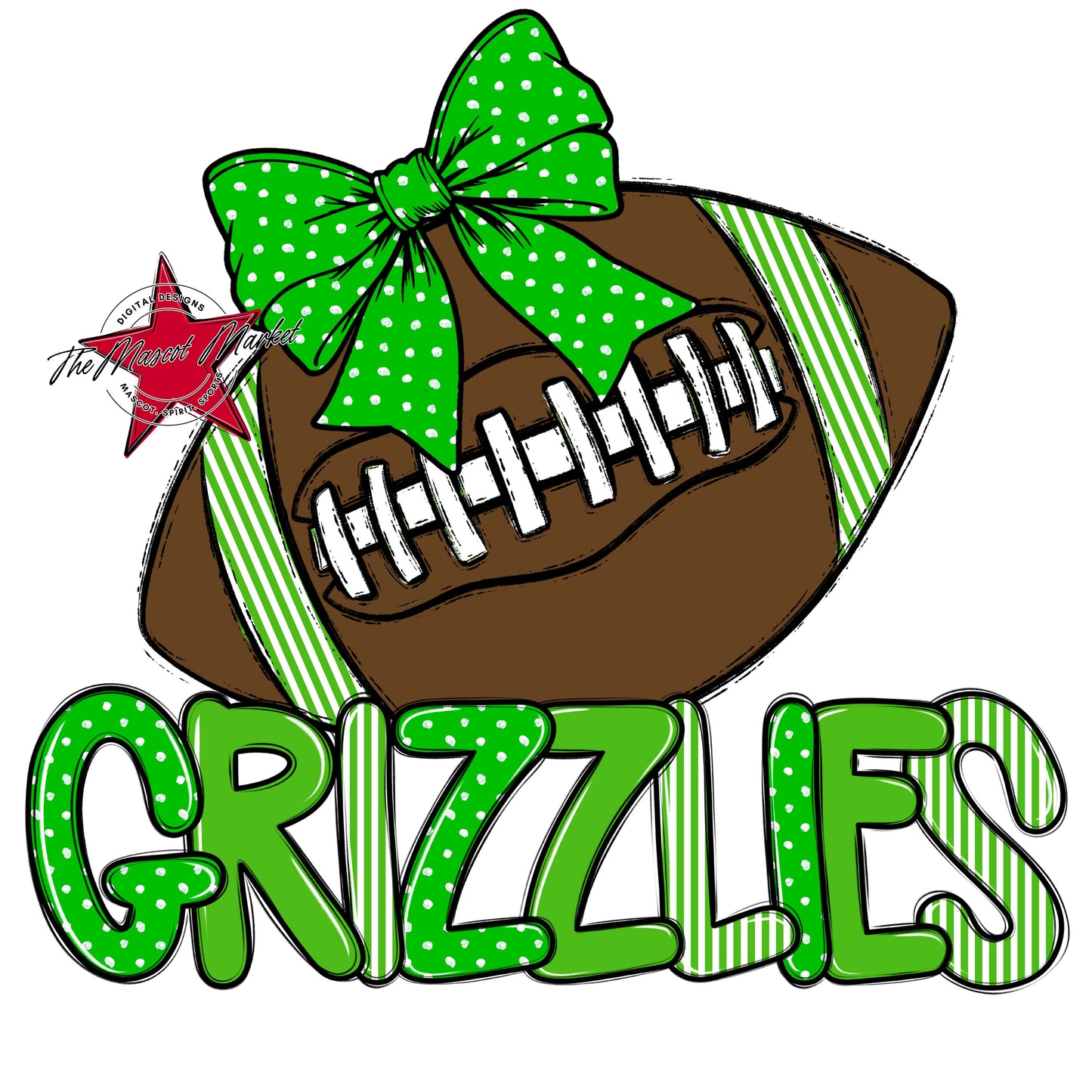 Grizzlies Football Spirit Design-Bright Green