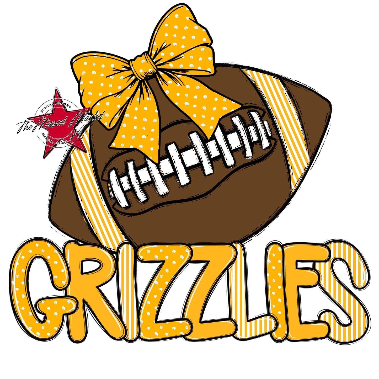 Grizzlies Football Spirit Design-Yellow