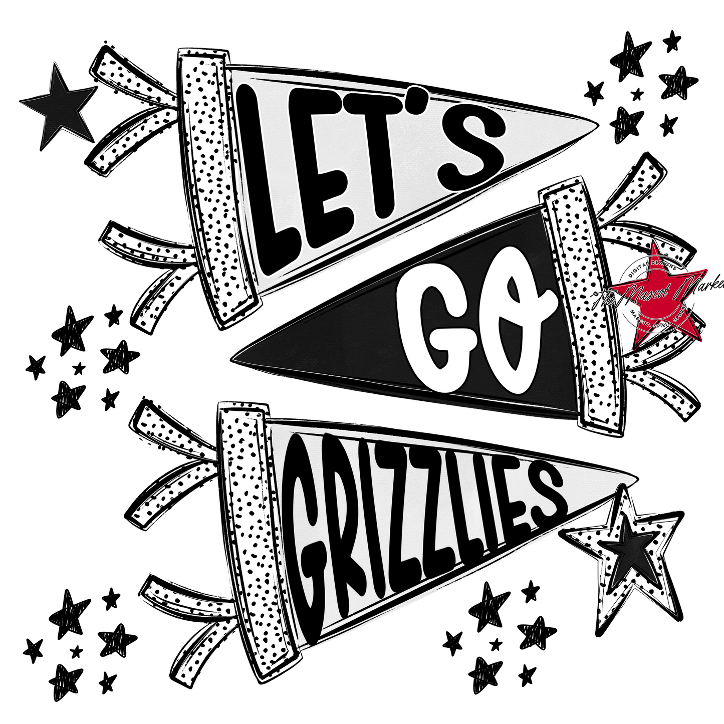 Grizzlies Let's Go Flag Design-Black