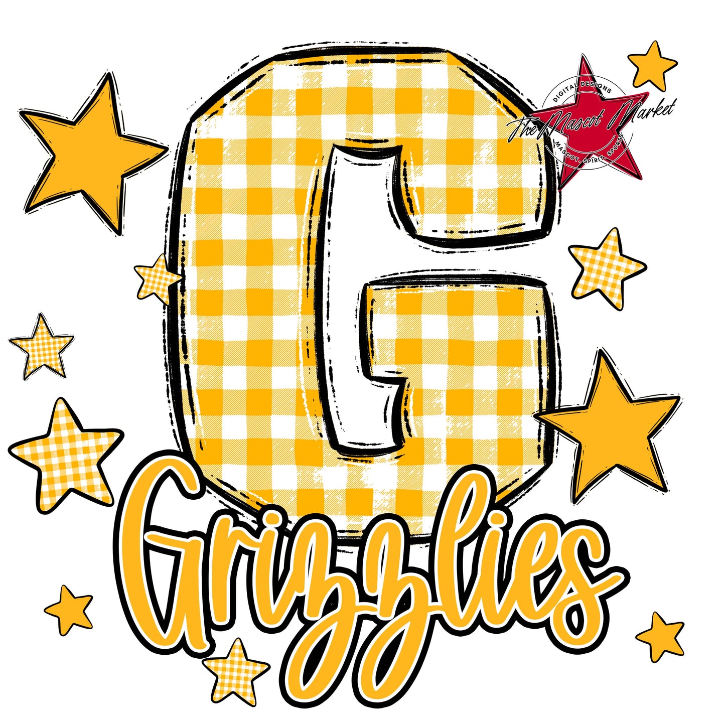 Grizzlies Plaid Star Design-Yellow