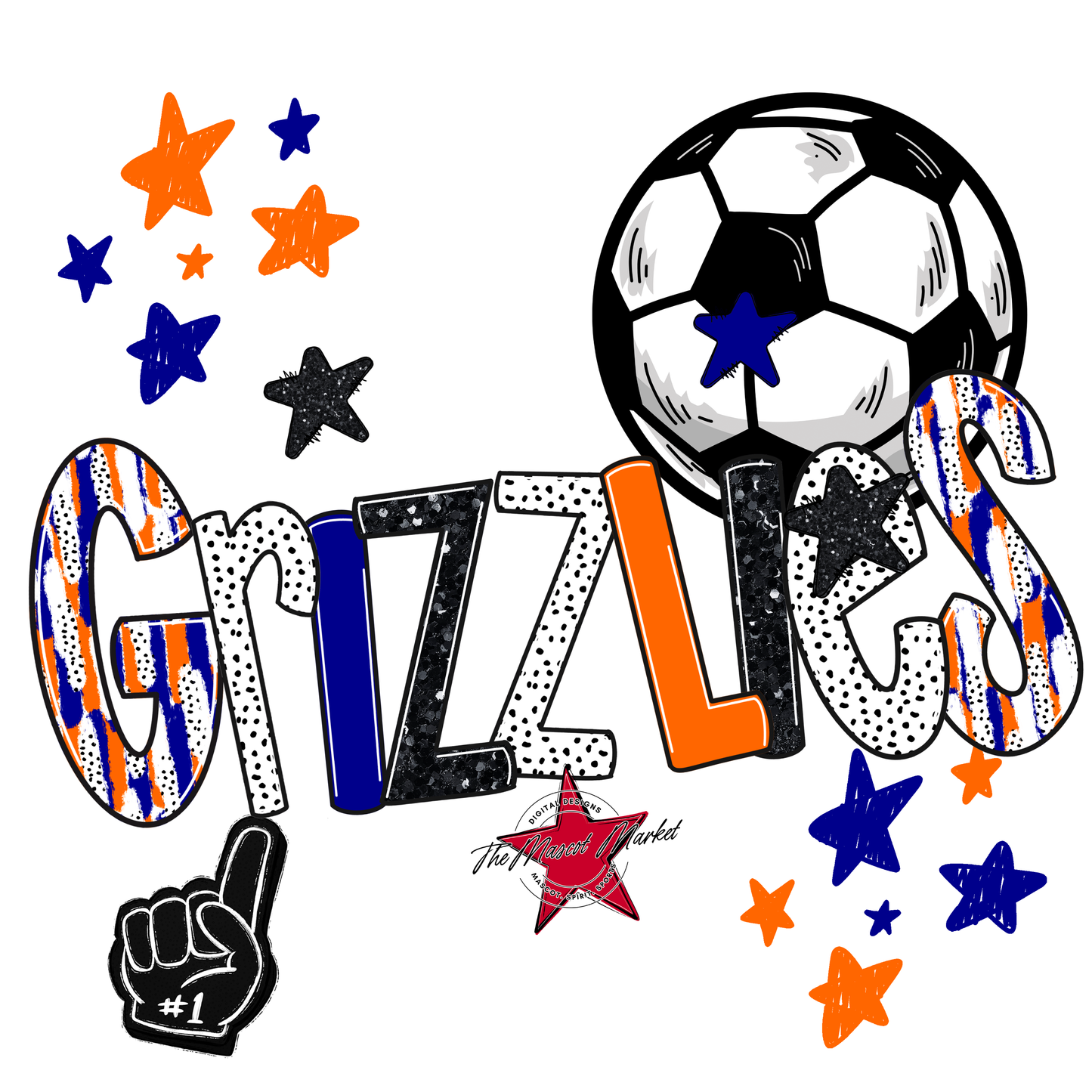 Grizzlies Soccer Scrape-Blue-Orange