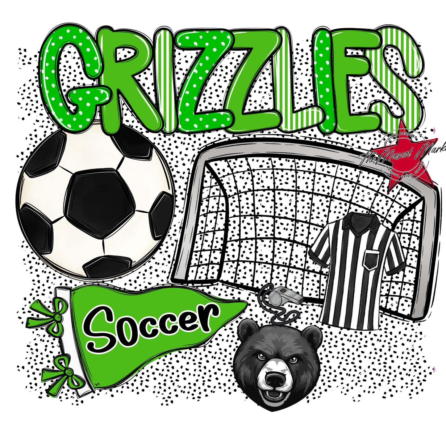 Grizzlies Soccer Spirit-Bright Green