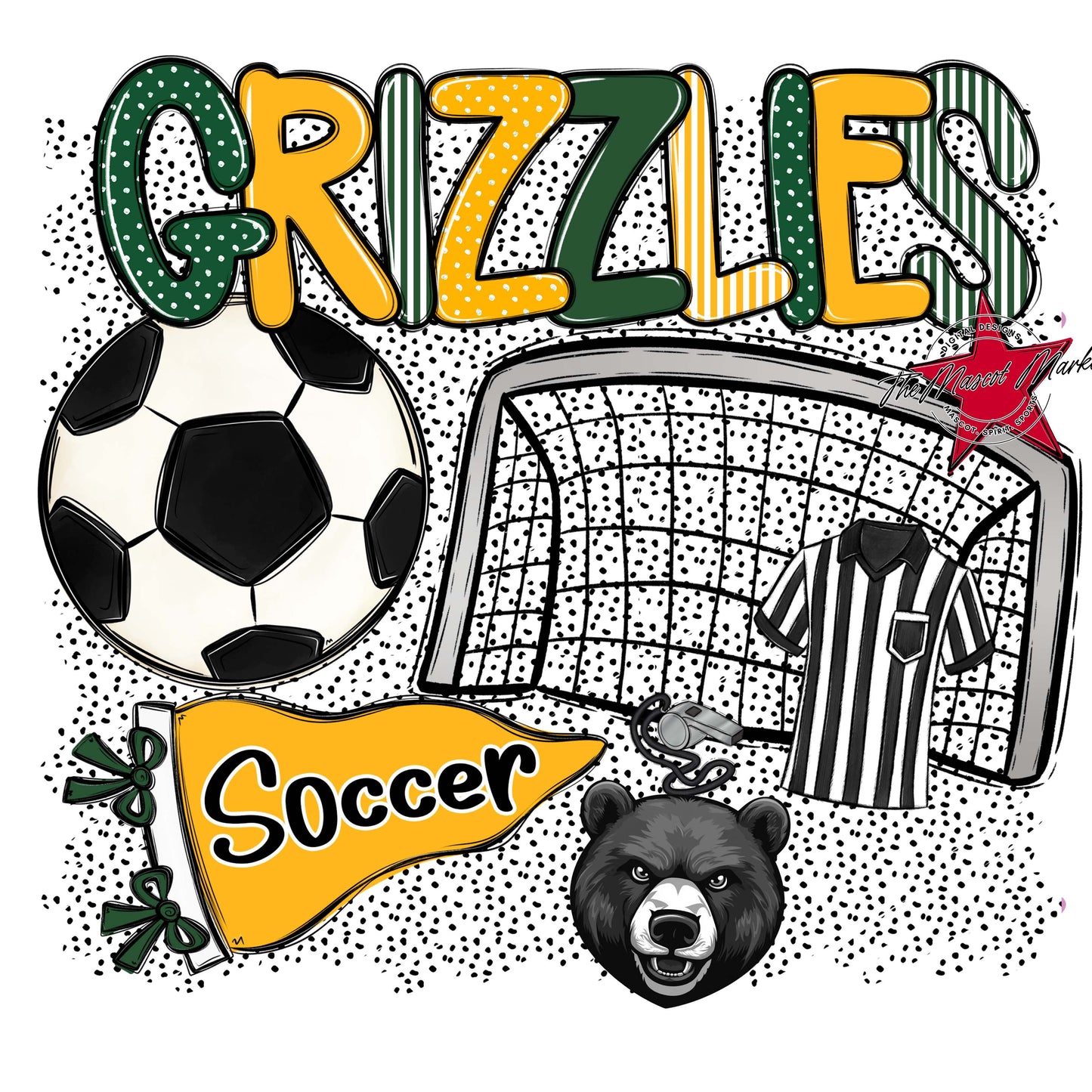 Grizzlies Soccer Spirit-Green & Yellow