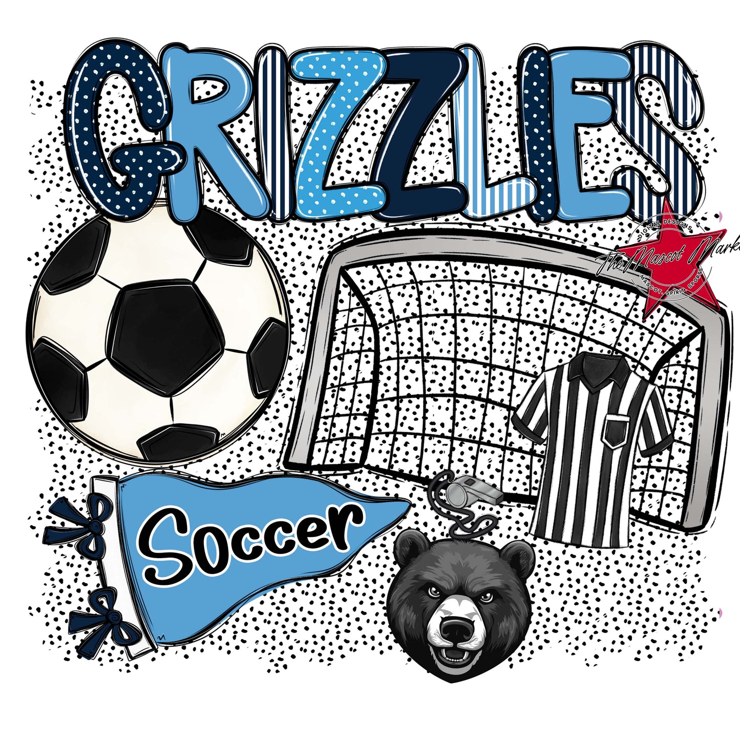 Grizzlies Soccer Spirit-Navy & Carolina Blue