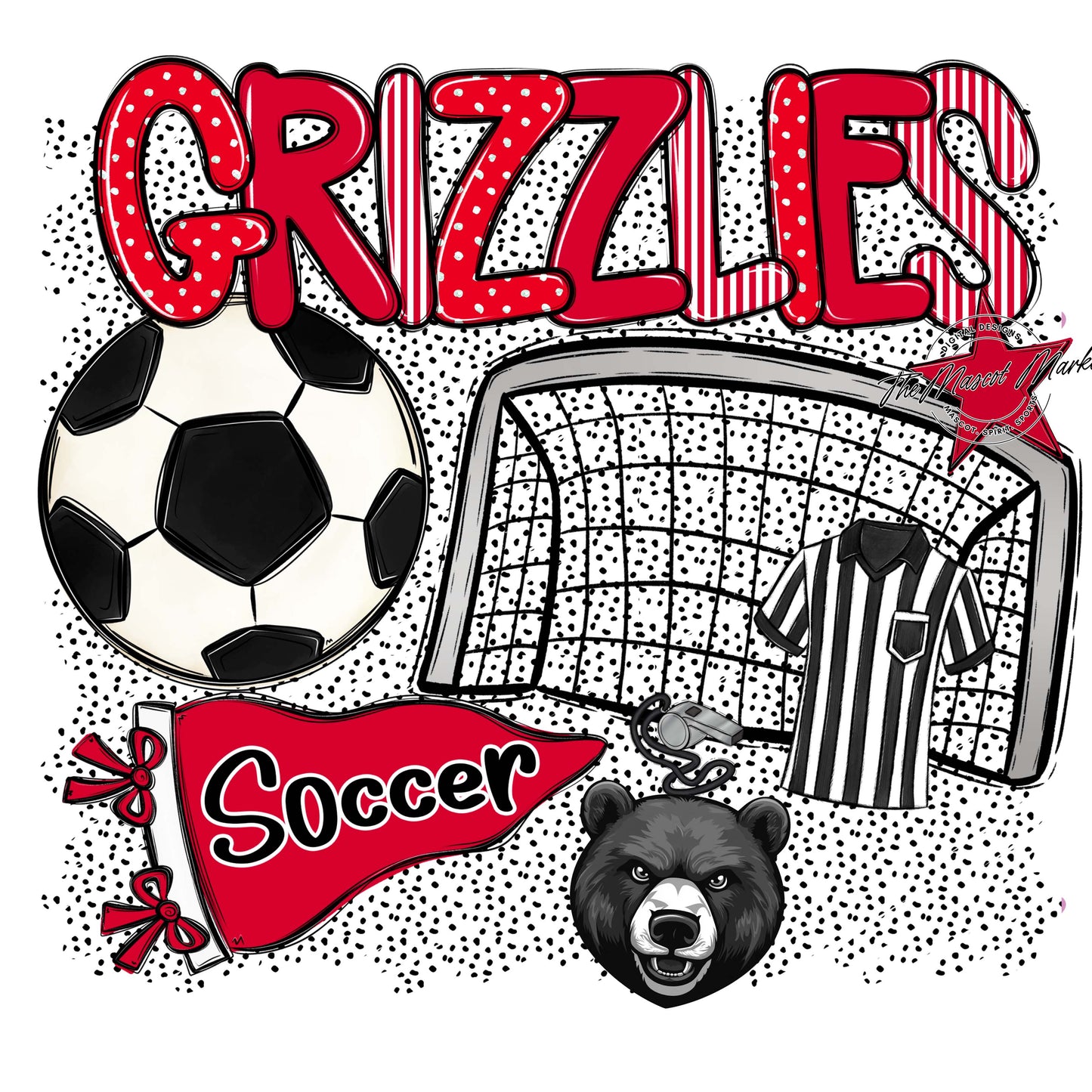 Grizzlies Soccer Spirit-Red