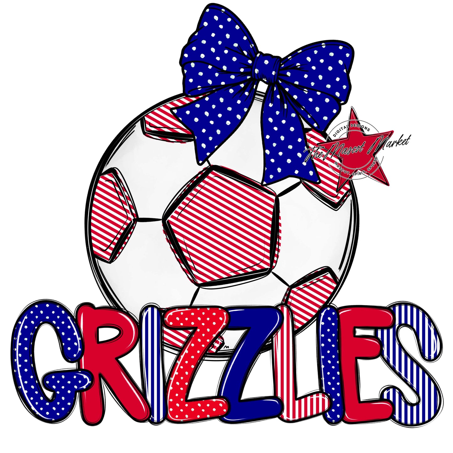 Grizzlies Soccer Spirit Design-Blue & Red