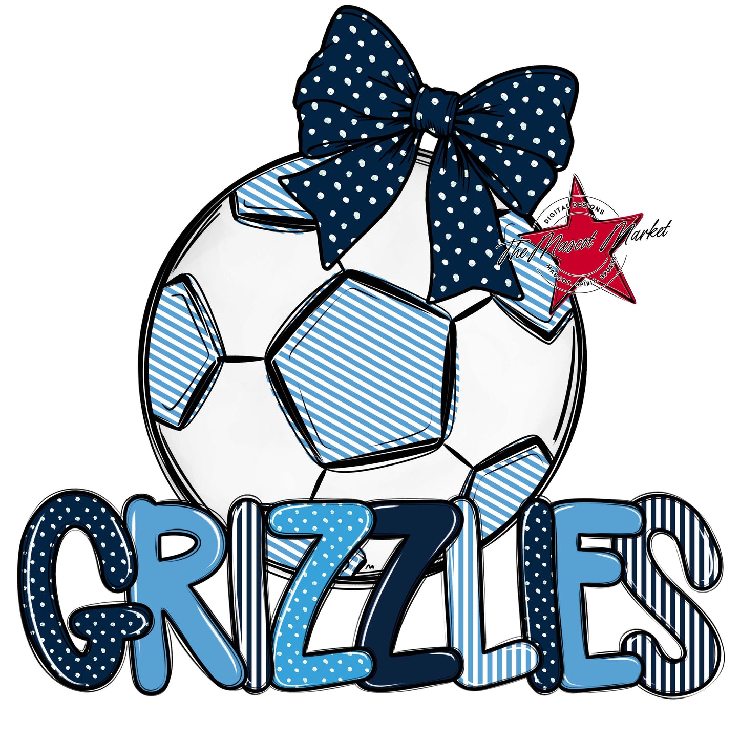 Grizzlies Soccer Spirit Design-Navy & Carolina Blue