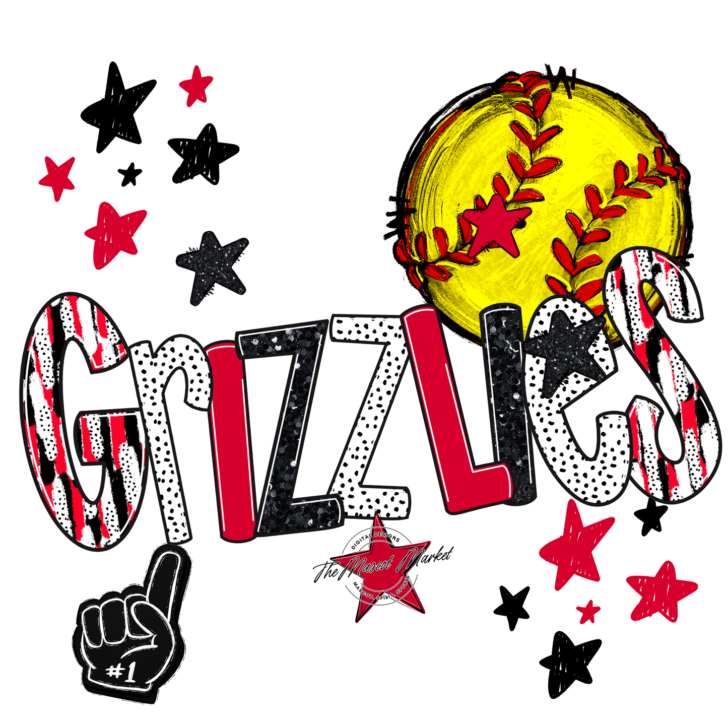 Grizzlies Softball Scrape-Red