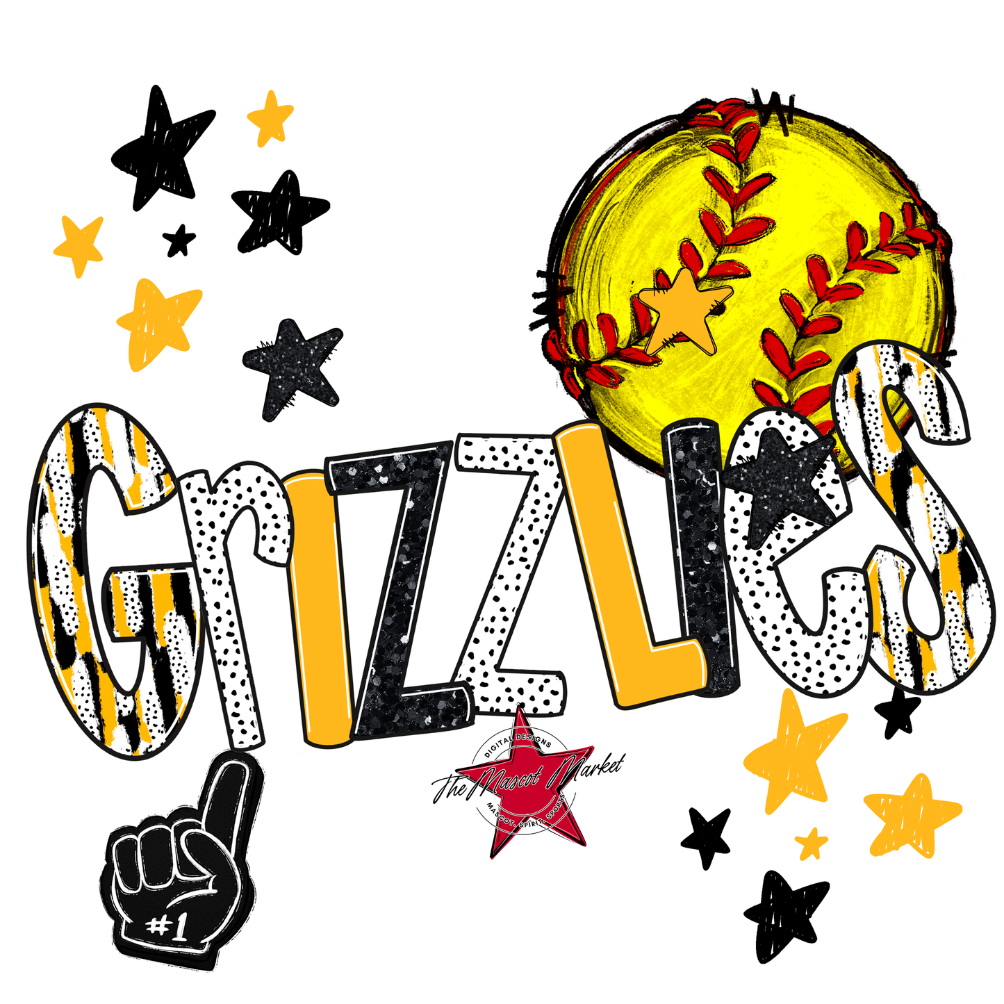 Grizzlies Softball Scrape-Yellow