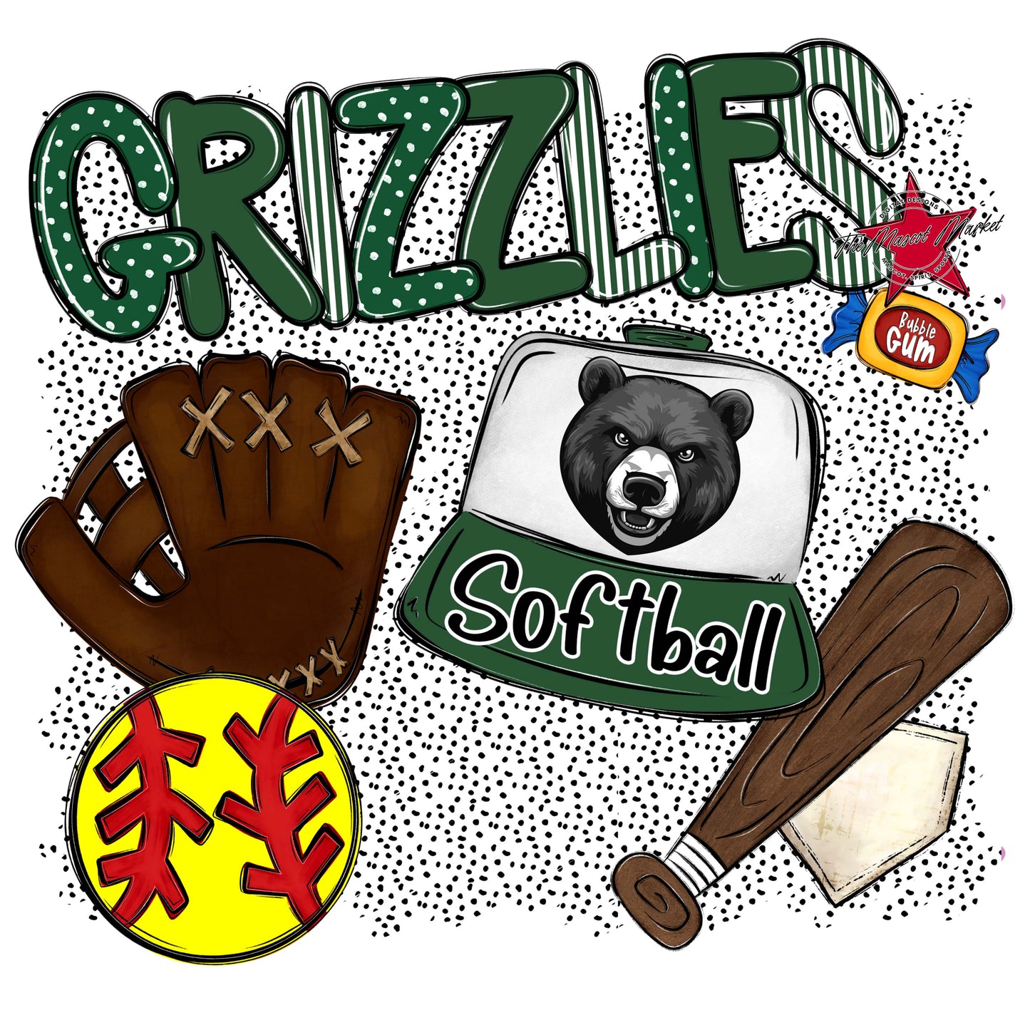 Grizzlies Softball Spirit-Green