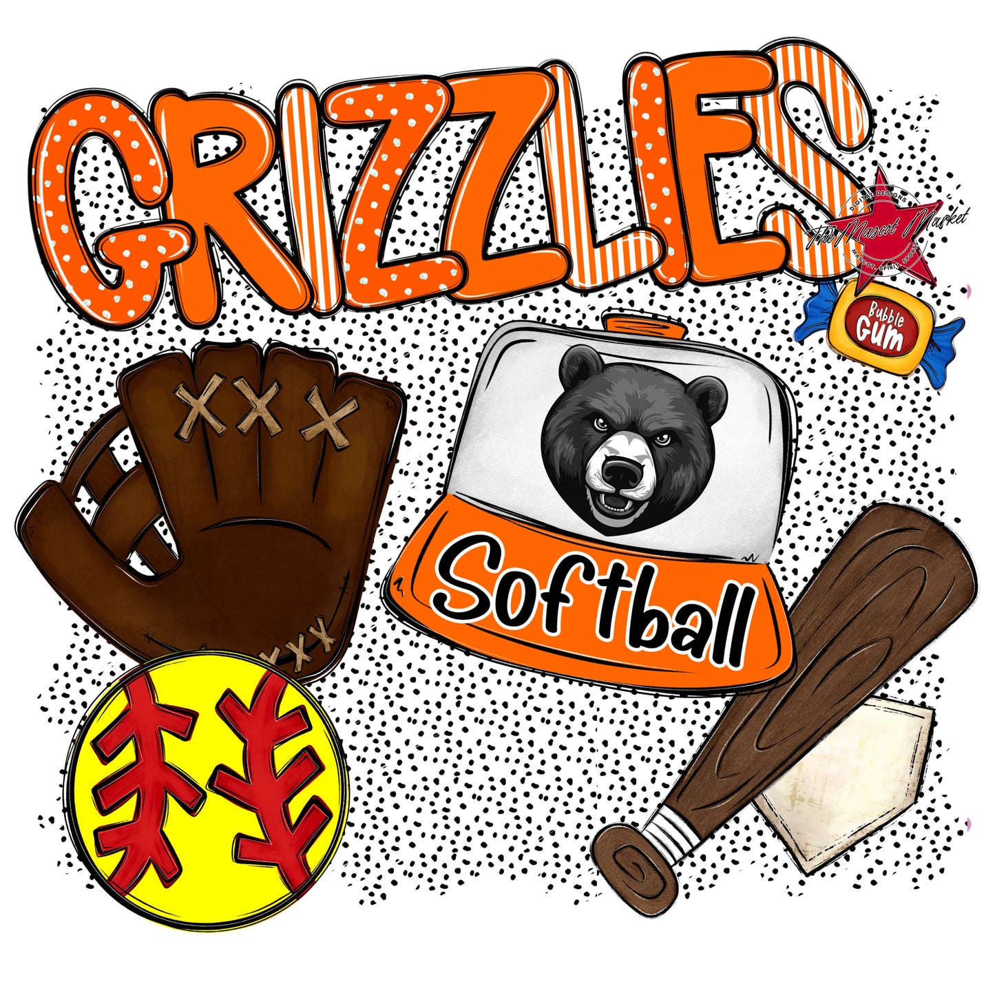 Grizzlies Softball Spirit-Orange